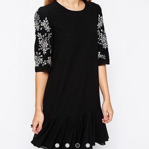 Needle and thread embellished sleeve dress
